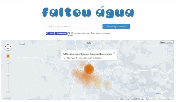 Sistema colaborativo cria mapa da falta d'água em São Paulo
