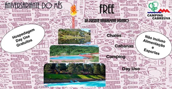 Camping Cabreúva realiza promoção "Aniversariante do Mês" em agosto
