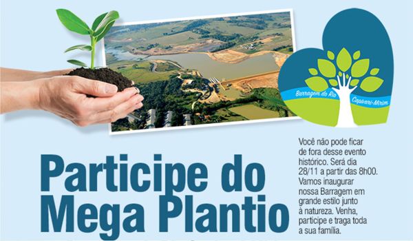 Inscrições abertas para Mega Plantio na Barragem do Rio Capivari-Mirim
