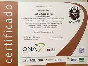 Hospital São Camilo de Itu é certificado em Qualidade Nível 1 pela ONA