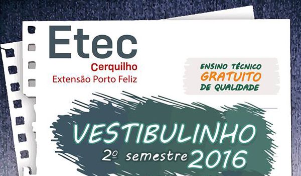 ETEC Porto Feliz abre as inscrições para o Vestibulinho 2º Semestre