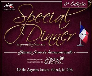 3ª Edição do "Special Dinner" será promovida pelo Gandini Hotel 