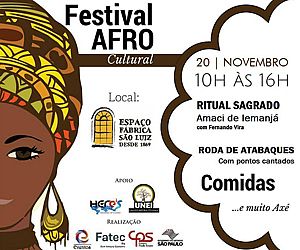 1º Festival Afro Cultural acontece neste domingo em Itu
