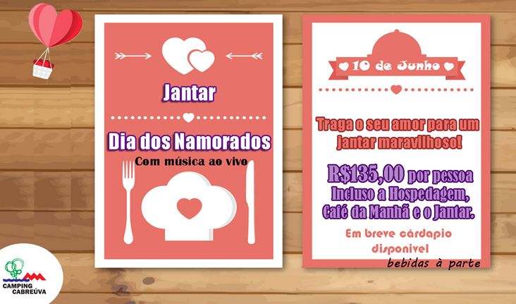 Camping Cabreúva promove Jantar de Dia dos Namorados