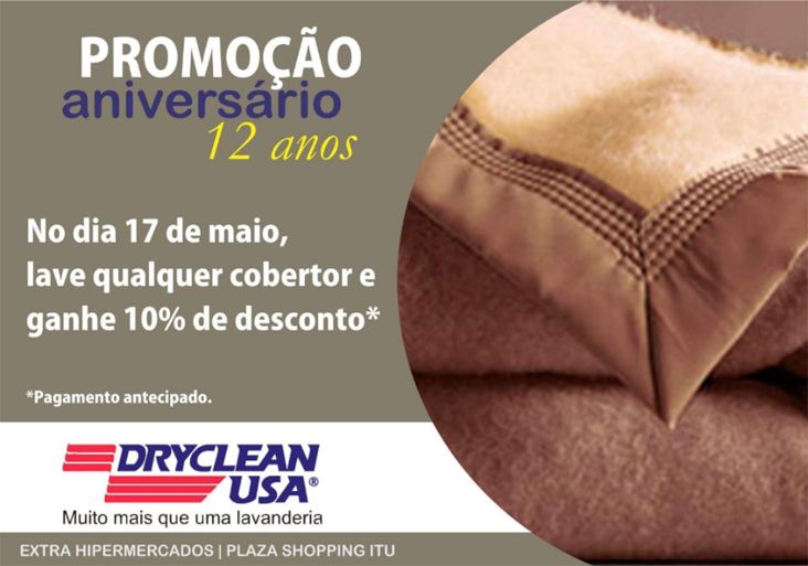 Dryclean USA comemora 12 anos em Itu com promoção