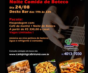 Camping Cabreúva realiza "Noite de Comidinha de Boteco"