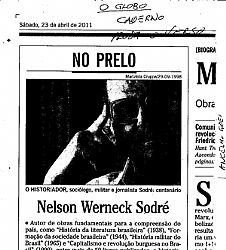 Jornal O Globo destaca reedição das obras de Nelson Werneck Sodré