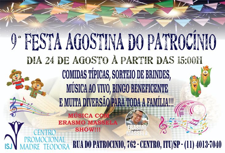 9ª Festa Agostina do Patrocínio acontece dia 24