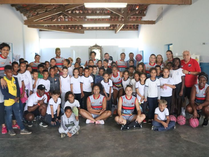 EMEFEI no Bairro Canjica em Itu recebe visita do Ituano Basquete